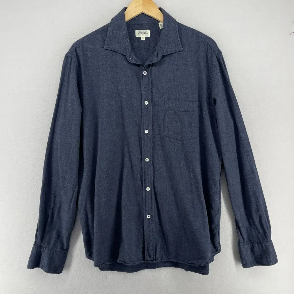 HARTFORD Shirt Mens XL Alternative Classics Paul Button Up Long Sleeve Blue